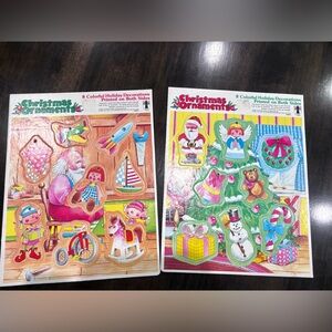 Vintage 1980 Rainbow Works Christmas  Ornaments/ Frame-Tray Puzzles- Lot Of 2